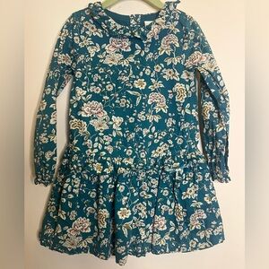 Edgehill Collection Teal Floral Button Ruffle Dress Spring Cottagecore Easter